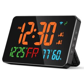 WiFi Auto Set Alarm Clock LED Digital Clock With 2 Alarm Setting Snooze 4 Brightness Levels Auto Light Sensing Temperature Humidify Monitor App Contro