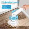 Electric Spin Scrubber Cordless Rechargeable Telescopic Cleaning Brush 6 Replaceable Heads 2 Speed Adjustable Extension Arm Bathroom Tub Tile Floor