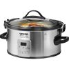 VEVOR Slow Cooker, 7QT 280W Electric Slow Cooker Pot with 3-Level Heat Settings, Digital Slow Cookers with Locking Lid, 20 Hours Max Timer