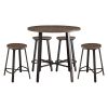 Rustic Industrial Style 5pc Counter Height Set Round Table and 4 Stools Gray Metal Finish Furniture