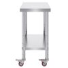 VEVOR 30x18x34 Inch Stainless Steel Work Table 3-Stage Adjustable Shelf with 4 Wheels Heavy Duty Commercial Food Prep Worktable with Brake for Kitchen