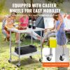 VEVOR Stainless Steel Work Table 24 x 36 x 38 Inch, with 4 Wheels, 3 Adjustable Height Levels