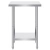 VEVOR Stainless Steel Prep Table, 24 x 18 x 34 Inch, Heavy Duty Metal Worktable with 3 Adjustable Height Levels