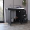 Ferretti Utility Sink with Three Drawers and Double Door Cabinet Black