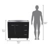 Ferretti Utility Sink with Three Drawers and Double Door Cabinet Black