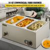 VEVOR Commercial Food Warmer 3-Pan 850W Electric Countertop Steam Table 15cm/6inch Deep Stainless Steel Bain Marie Buffet Food Warmer Large Capacity 7