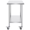 VEVOR Stainless Steel Work Table 24 x 36 x 38 Inch, with 4 Wheels, 3 Adjustable Height Levels