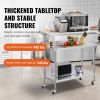 VEVOR Stainless Steel Work Table 24 x 48 x 38 Inch, with 4 Wheels, 3 Adjustable Height Levels