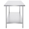 VEVOR Stainless Steel Prep Table, 30 x 60 x 34 Inch, Heavy Duty Metal Worktable with 3 Adjustable Height Levels