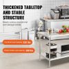 VEVOR Stainless Steel Prep Table, 30 x 60 x 34 Inch, Heavy Duty Metal Worktable with 3 Adjustable Height Levels