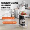 VEVOR Stainless Steel Prep Table, 24 x 18 x 34 Inch, Heavy Duty Metal Worktable with 3 Adjustable Height Levels