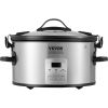 VEVOR Slow Cooker, 7QT 280W Electric Slow Cooker Pot with 3-Level Heat Settings, Digital Slow Cookers with Locking Lid, 20 Hours Max Timer