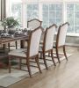 Formal Traditional Dining Set 9pc Table with Extension Leaf and 2 Armchairs 6 Side Chairs Cherry Finish Fabric Upholstery Nailhead Trim Wooden Furnitu