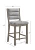 6pc Dining Set Contemporary Farmhouse Style Counter Height 18" Expandable Leaf Table Gray Finish Upholstered Chairs Bench Wooden Solid Wood Dining Roo