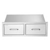 VEVOR Outdoor Kitchen Drawers 30" W x 10" H x 20" D, Horizontal Double BBQ Access Drawers Stainless Steel with Handle