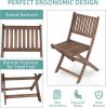 3-Piece Acacia Wood Bistro Set, Wooden Folding Patio Furniture for Garden Backyard Balcony Porch w/ 1 Coffee Table and 2 Foldable Chairs