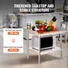 VEVOR Stainless Steel Work Table, 24 x 28 x 26 Inch Commercial Food Prep Worktable, 3-Sided Backsplash Heavy Duty Prep Worktable