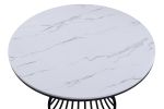 5pc Dining Set Contemporary Modern Style White Faux Marble Round Table Cage Like Base Light Gray Fabric Upholstery Dining Wooden Furniture Black Finis