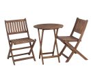3-Piece Acacia Wood Bistro Set, Wooden Folding Patio Furniture for Garden Backyard Balcony Porch w/ 1 Coffee Table and 2 Foldable Chairs