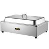 VEVOR Commercial Food Warmer, Full-Size 1 Pot Steam Table with Lid, 9.5 Quart Electric Soup Warmers, Grade Stainless Steel Bain Marie Buffet Equipment