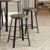 Rustic Industrial Style 5pc Counter Height Set Round Table and 4 Stools Gray Metal Finish Furniture