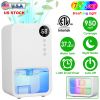 37.2OZ Dehumidifier Indoor Portable Small Dehumidifier with Sleep Mode 1-24H Timer 7-Color Lighting 950sq.ft Coverage Touch Control for Home Bathroom