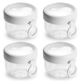 4Pcs Overnight Oats Containers with Lids and Folding Spoons 20OZ Portable Leak-proof Oats Jar For Milk Vegetable and Fruit Salad Yogurt Breakfast Cere (Option: 4PcsOatsJarsWhite)