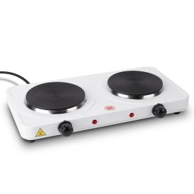 2000W Double Electric Burner Portable Dual Counter Stove Countertop Hot Plate Kitchen Cooker Stove with 5 Gear Temperature Control (Option: CookHotPlateUS)