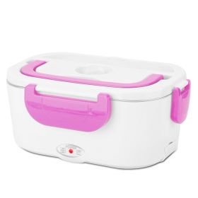 Electric Heating Lunch Box Food Heater Container Travel Thermal Bento Box Portable Food Warmer w/ 2 Removable Compartments 1 Free Spoon 1L (Option: FoodHeaterPink)
