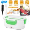 Electric Heating Lunch Box Food Heater Container Travel Thermal Bento Box Portable Food Warmer w/ 2 Removable Compartments 1 Free Spoon 1L