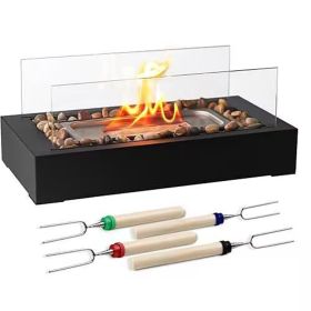 Tabletop Fire Pit With Roasting Sticks Portable Indoor Outdoor Tabletop Fireplace Ethanol Mini Fire Pit Table Top Decoration for Christmas Dinner Part (Option: TabletopFirePitBlack)