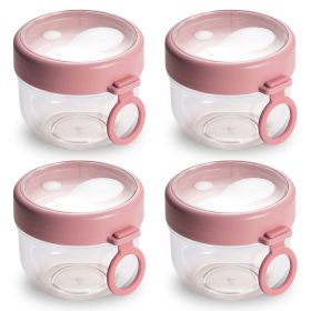 4Pcs Overnight Oats Containers with Lids and Folding Spoons 20OZ Portable Leak-proof Oats Jar For Milk Vegetable and Fruit Salad Yogurt Breakfast Cere (Option: 4PcsOatsJarsPink)