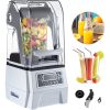 VEVOR 110V Commercial Smoothie Blenders, 1.5L/50.7oz 1500W Countertop Silent Blender w/ 3-Side Silica Gel Sound Shield