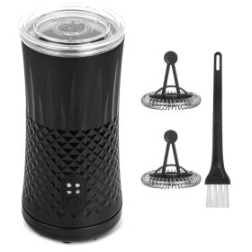 Electric Milk Frother Steamer 4 in 1 Multifunctional Hot Cold Milk Foam Maker Temperature Control Automatic Quiet Milk Warmer Latte Cappuccinos Diamon (Option: MilkFrotherBlack)