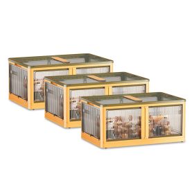 3Pcs Foldable Storage Bins with Lid 4 Doors Collapsible Stackable Closet Organizer Containers with Lock 4Pcs Wheels (Option: 3PcsBinsLYellow)